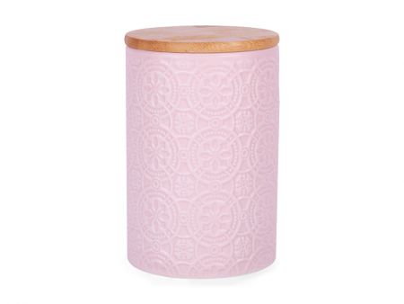 Банка для сыпучих продуктов с бамбуковой крышкой 10х10х15см