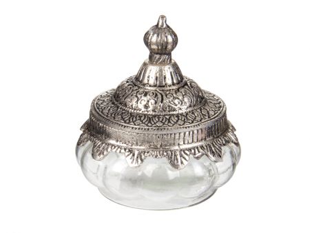 Стекляннаяя декоративная банка с металлической крышкой 9x9см