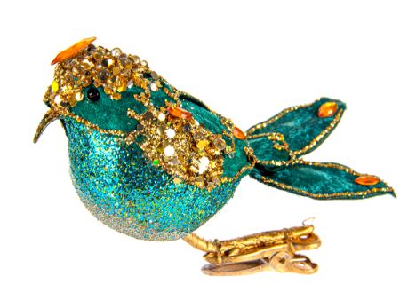 Елочное украшение птичка декоративная 15х5см