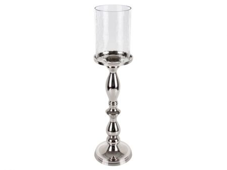 Подсвечник алюминий со стеклянной колбой 48 см