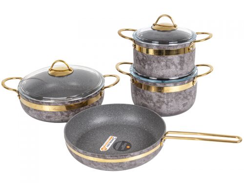 Набор из 4 предметов Brioni "Royal Stone Sandstone gold"(кастрюля 18 см, 2,5 л/кастрюля  20 см, 3л