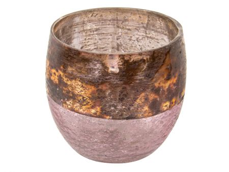 Стеклянный подсвечник декоративный 9x10см розовый