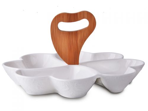 Менажница на бамбуковой подставке 28х28х16см