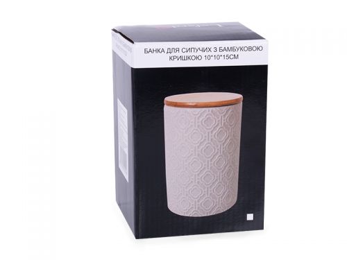 Банка для сыпучих продуктов с бамбуковой крышкой 10х10х15см