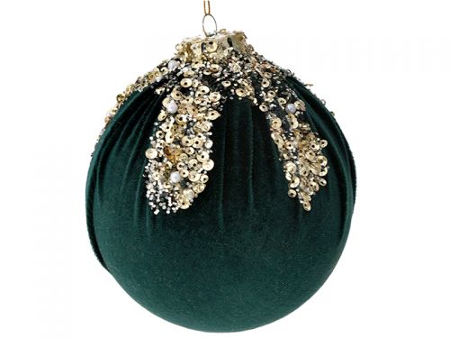 Набор из 4-х шаров вельвет темно-зеленый, 10см