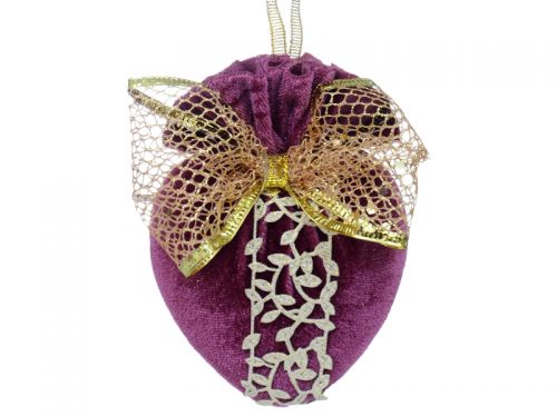 Елочный игрушка сердце с золотым бантом 