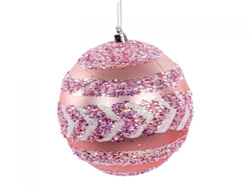 Набор елочных украшений из 8 штук  10 см розовый (пластик)