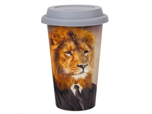Кружка с силиконовой крышкой "Лев" 350 мл