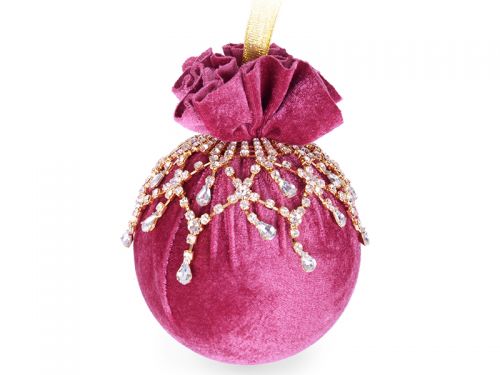 Елочный шарс ажурным украшением "Бордовая феерия" 10см