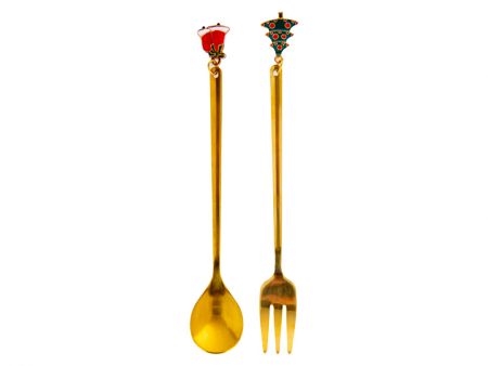 Столовый набор из 2-х предметов (ложка и вилка) 17,5 см (Нержавеющая сталь)