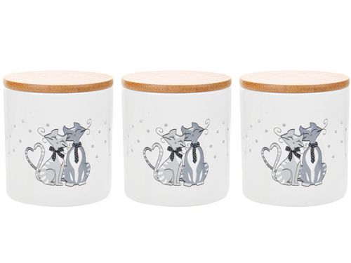 Набор банок для сыпучих с бамбуковой крышкой "Коты" 450мл 10х10х11см