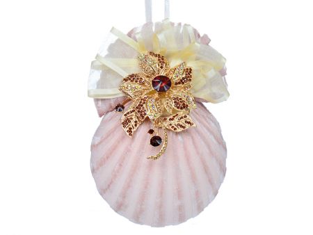 Елочный шар ø 10 см с золотым цветком 