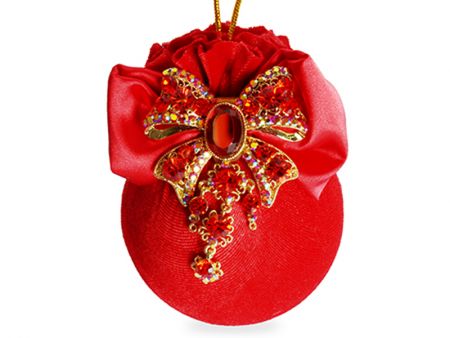 Елочный шар с красным бантиком 