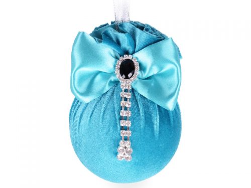 Елочный шар с брошкой "Бирюзовая подвеска" 8см