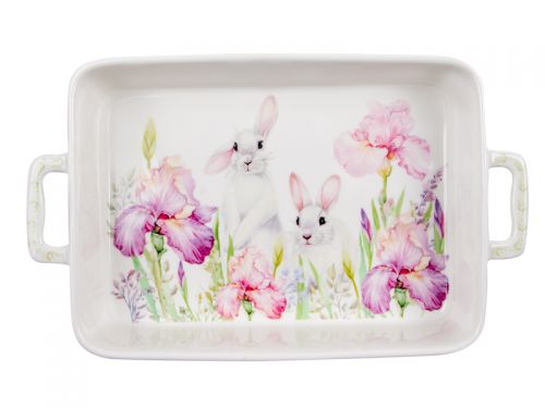 Блюдо для запекания "Кролик в цветах" 32,5x19x6 см