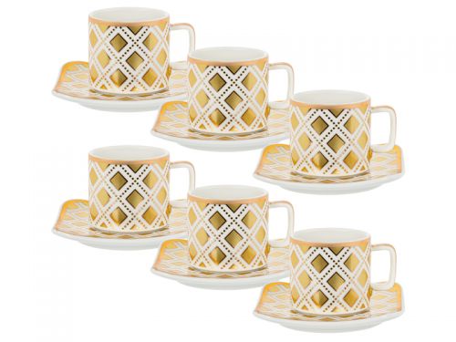 Кофейный сервиз 12 предметов 120мл белый с золотом