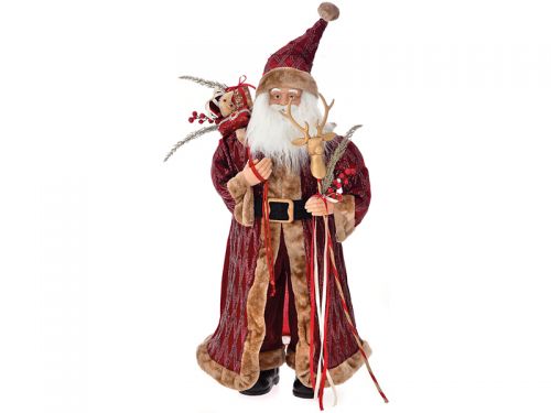 Рождественский санта клаус вельвет бургунди, 95см