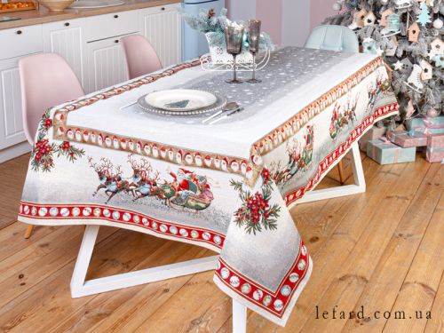 Скатерть гобеленовая новогодняя с люрексом 140х260см