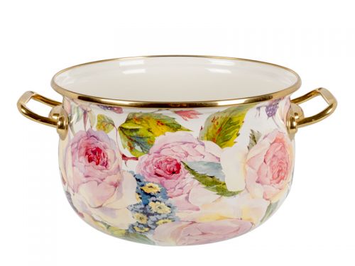 Кастрюля эмалированная ''Peony" elmani с крышкой 3,8л, диаметр=20см, высота=12см