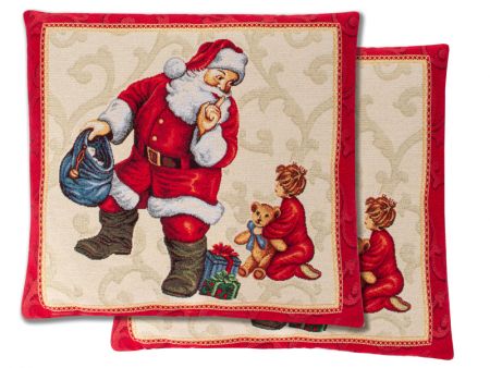 Наволочка двухсторонняя новогодняя гобеленовая с люрексом 