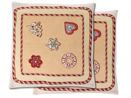 Наволочка двухсторонняя новогодняя гобеленовая с люрексом 