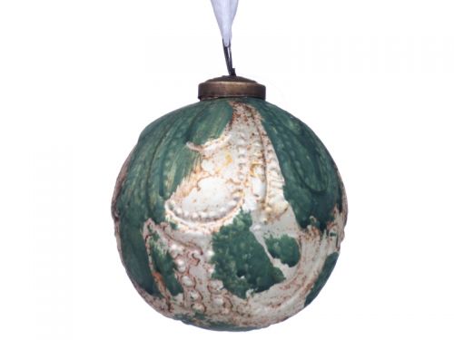 Елочная игрушка 10см зеленое золото