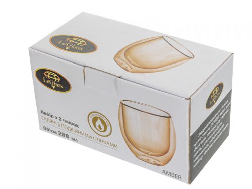 Набор из 2-х кружек с двойными стенками le glass "Amber" 298 мл 9,5 см