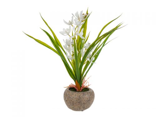 Искусственное растение Орхидея белая 40х10х30 см  (пластик /полиестр / цемент)